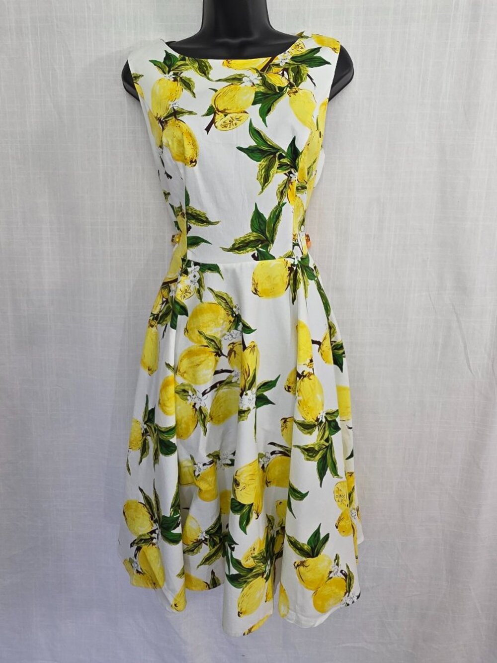 Grace Karin Lemon Print Fit & Flare Midi Dress NWT Large